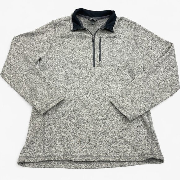 Eddie Bauer Gray 1/4 Zip Fleece Pullover Sweater Men's Large Tall LT - Picture 1 of 9